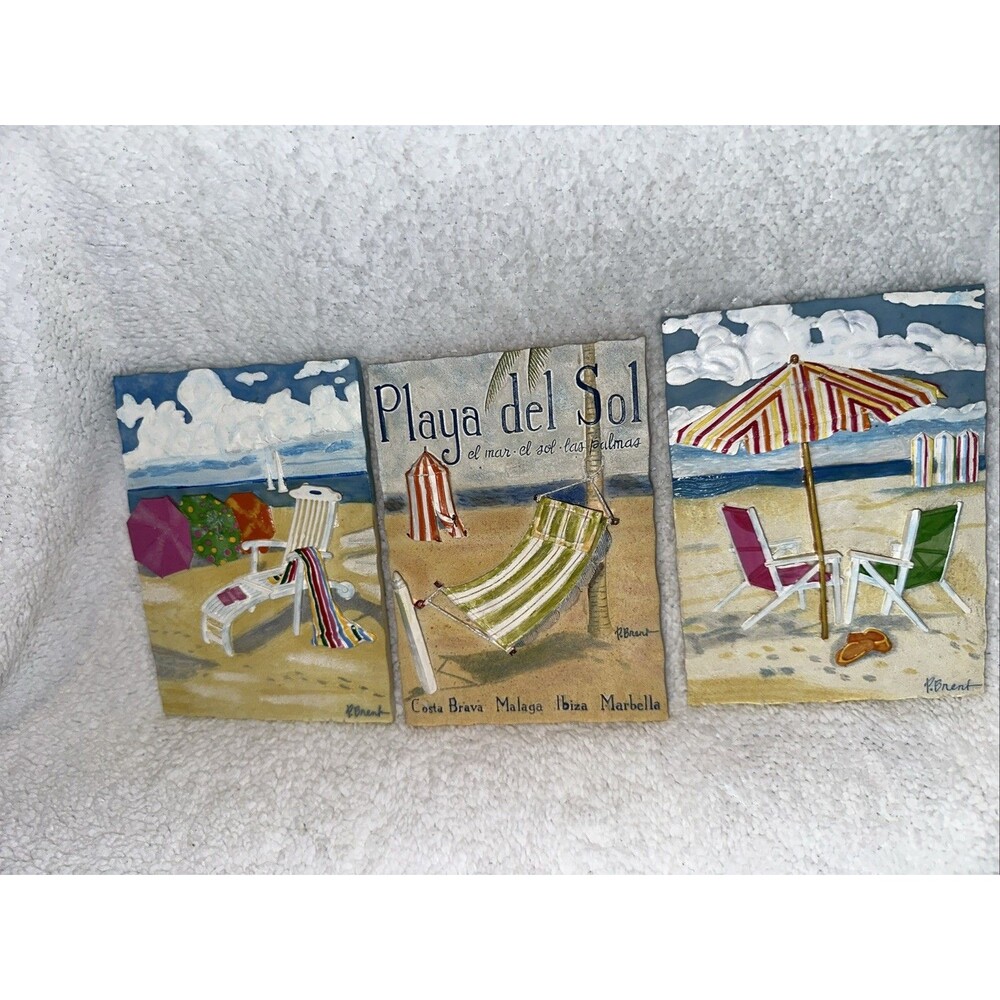 Paul Brent Playa Del Sol Artwork 3 Wall Hangings Beach Ocean Vacation